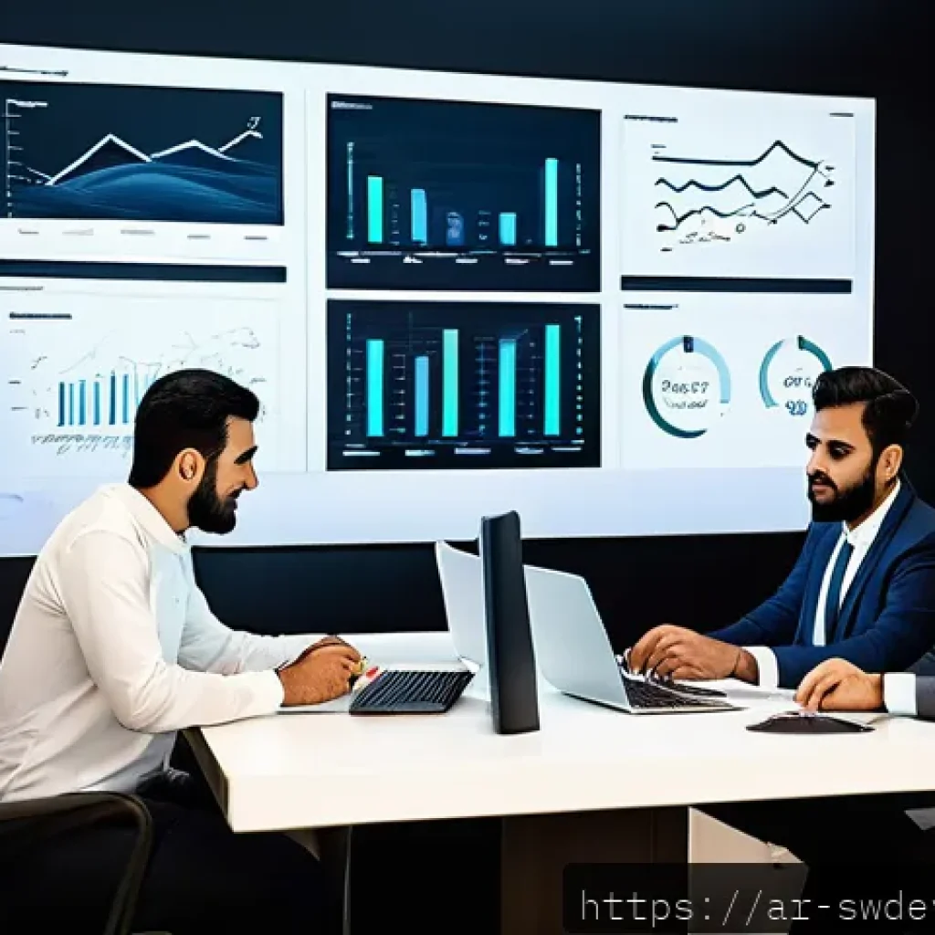 소프트웨어 설계 패턴과 비즈니스 모델 - A modern Arab business office scene showing a diverse team of professionals collaborating on softwar...