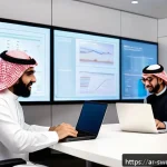 Home 21 소프트웨어 설계 패턴을 활용한 API 설계 - A modern, sleek office environment showing a diverse team of Arab software developers collaborating ...